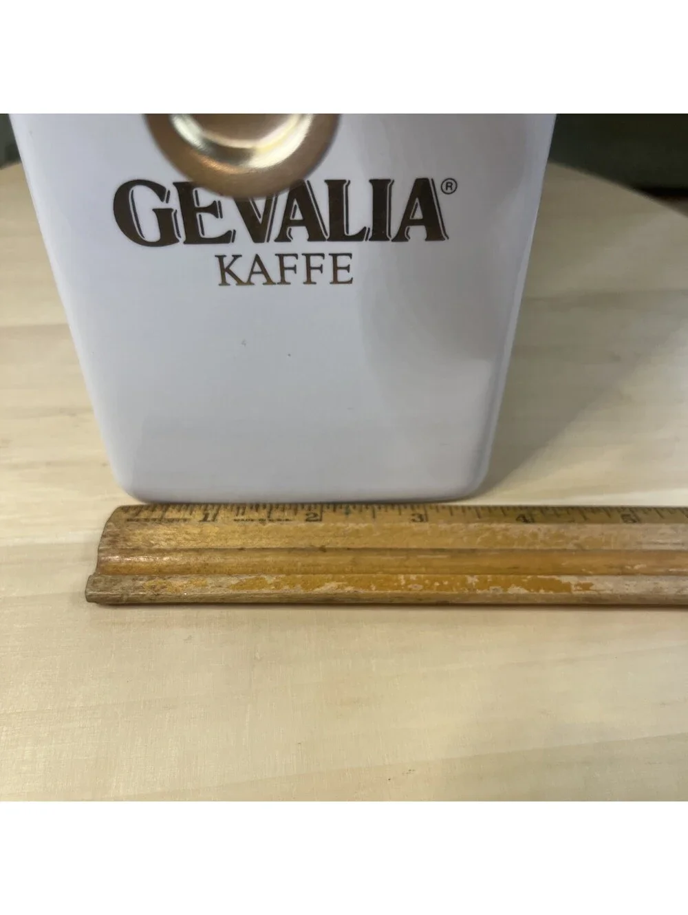 Gevalia Kaffe Royal White Gold Ceramic 1 lb Coffee Jar Canister Sweden Vintage